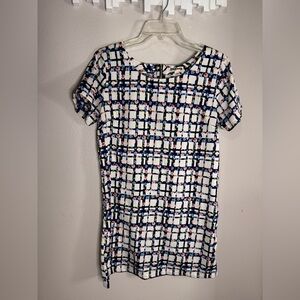 Tramp Blue and White Geometric Dress